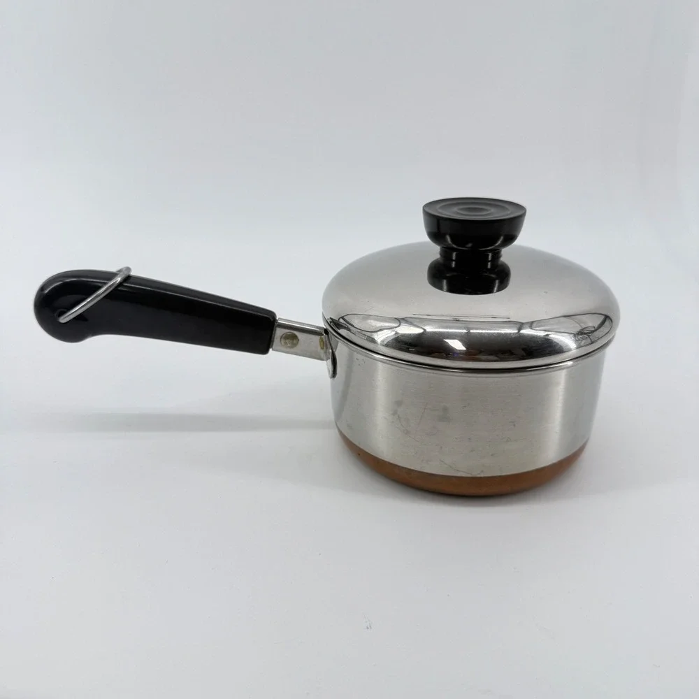 Revere Ware Saucepan Copper Bottom Stainless Steel Silver 3/4 Qt 1983 Vintage